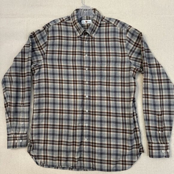 Alan Paine Other - Alan Paine Wool Blend Long-Sleeve Button Plaid Shirt Blue/Brown L